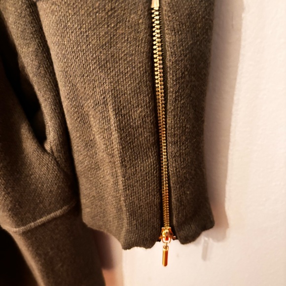 Max Studio Olive Green Open Knit Cardigan Sweater Size  XL Pockets Exposed Seam - Picture 5 of 12